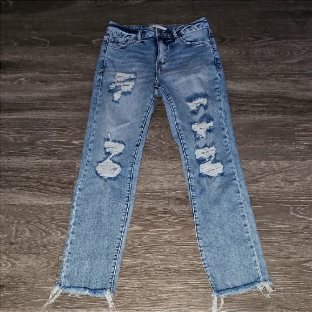 Willow & Root Womens Sz 25x27 Cropped Distressed Jeans Like New